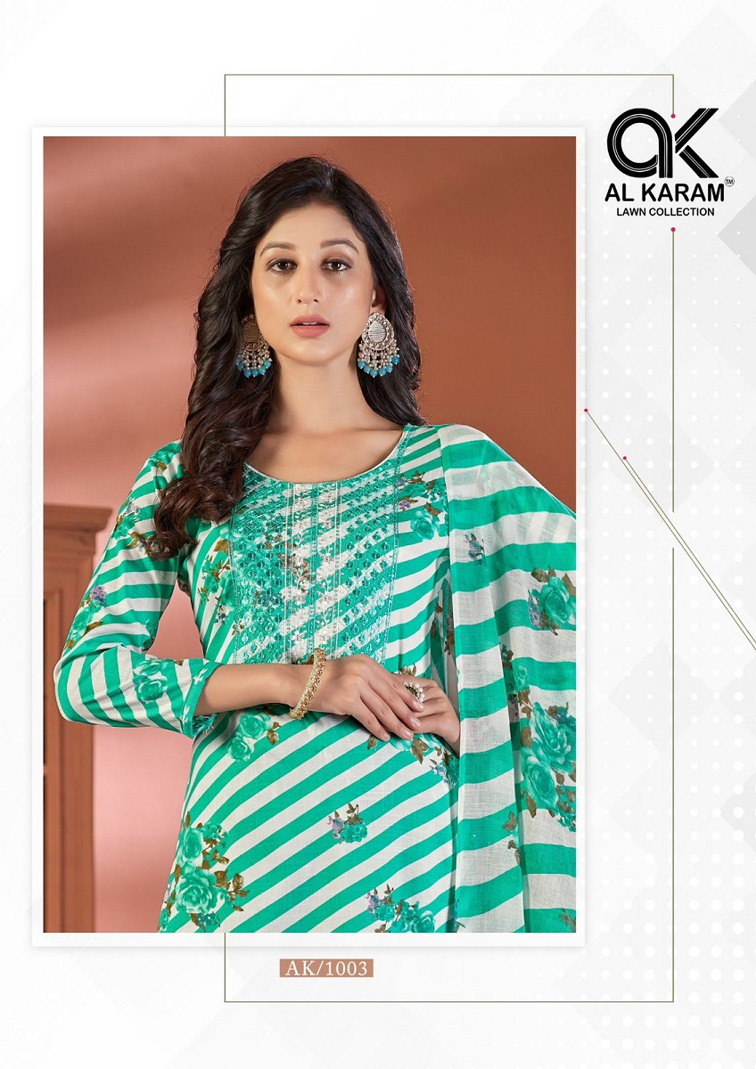 Al Karam Heritage Self Embroidery Karachi Cotton Dress Material